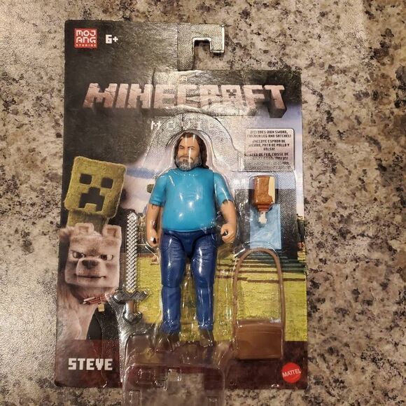 🔸️MINECRAFT Movie STEVE 4" Figure New W/accessories Iron Sword Chicken Leg Satc - Picture 1 of 2